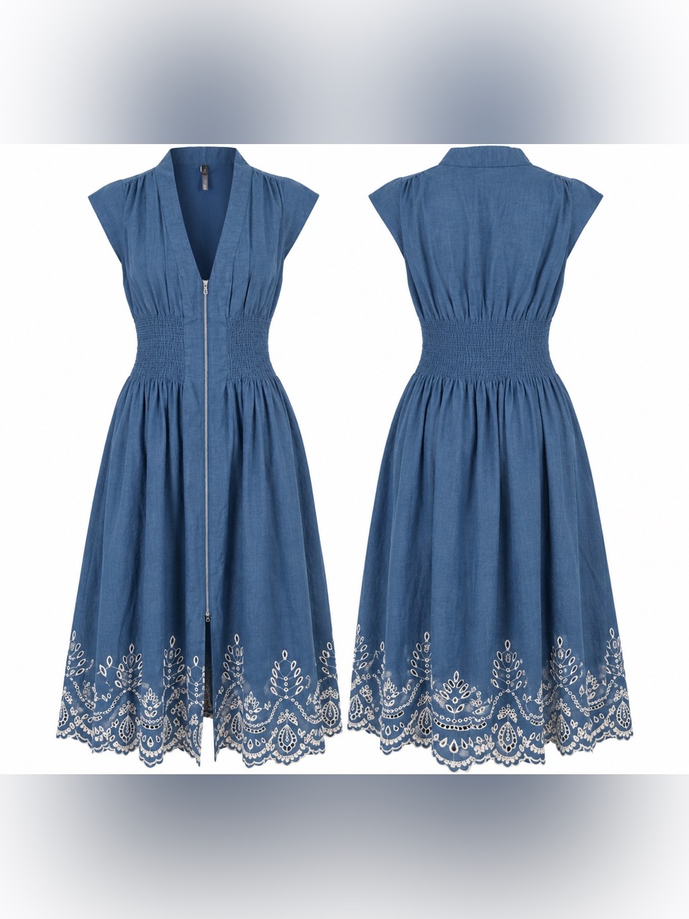 Anthropologie The Tommie Denim Dress Size M Blue Eyelet
